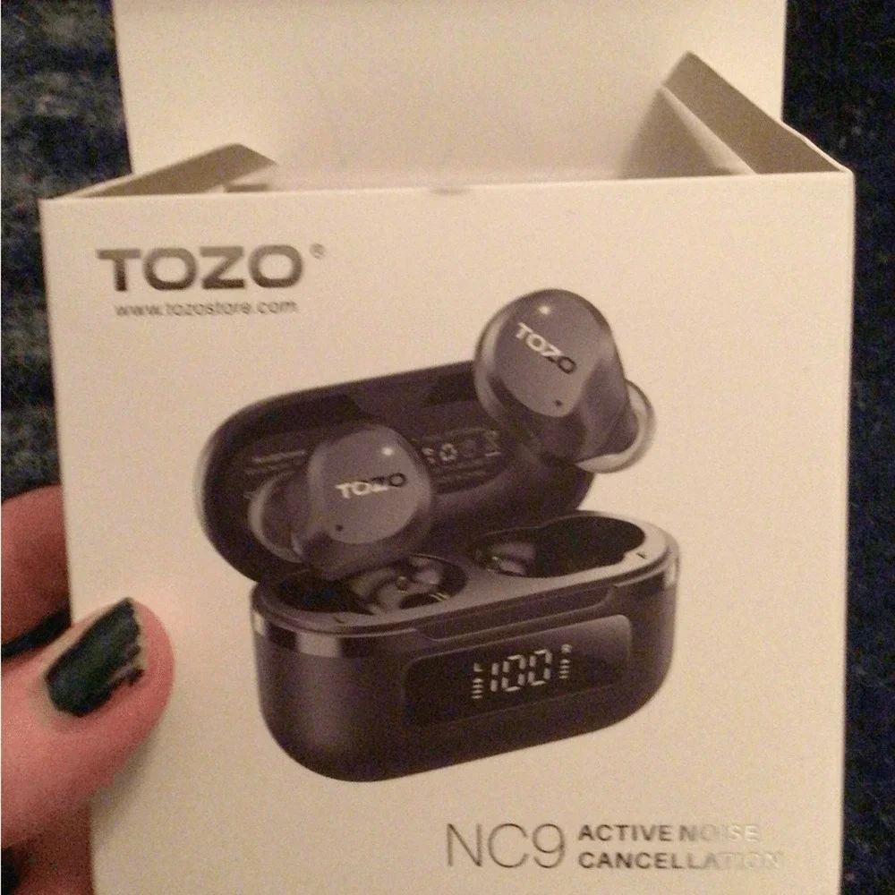 NEW ! Gift idea TOZO Black Wireless Earbuds with Charging Case